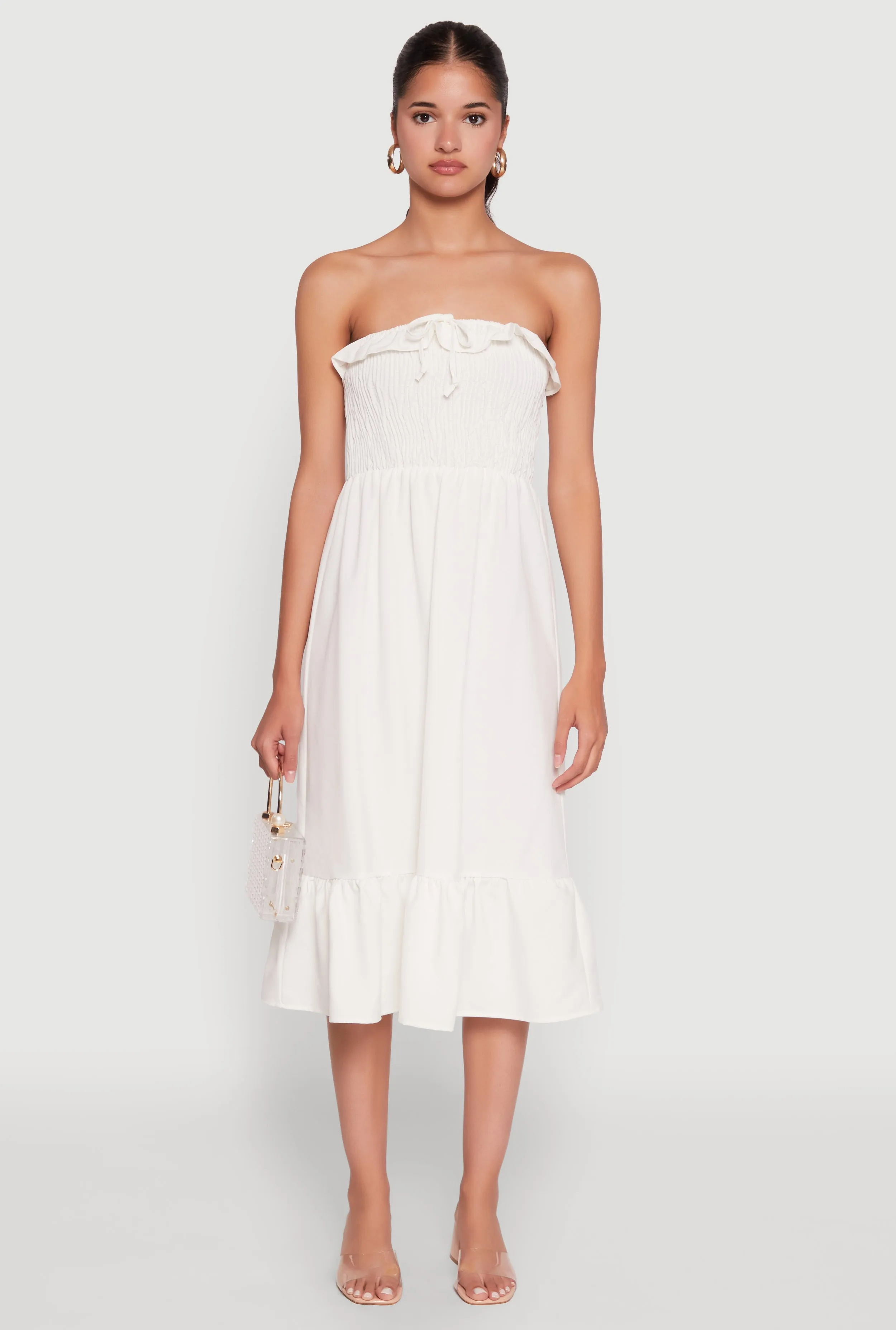 Film Night Chic Smocked and Ruffle Tiered Peasant Dress