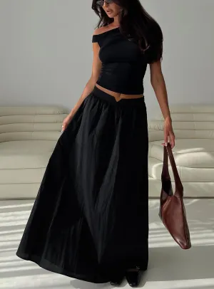 Rennata Gathered Mid Rise Maxi Skirt Black Neat Look