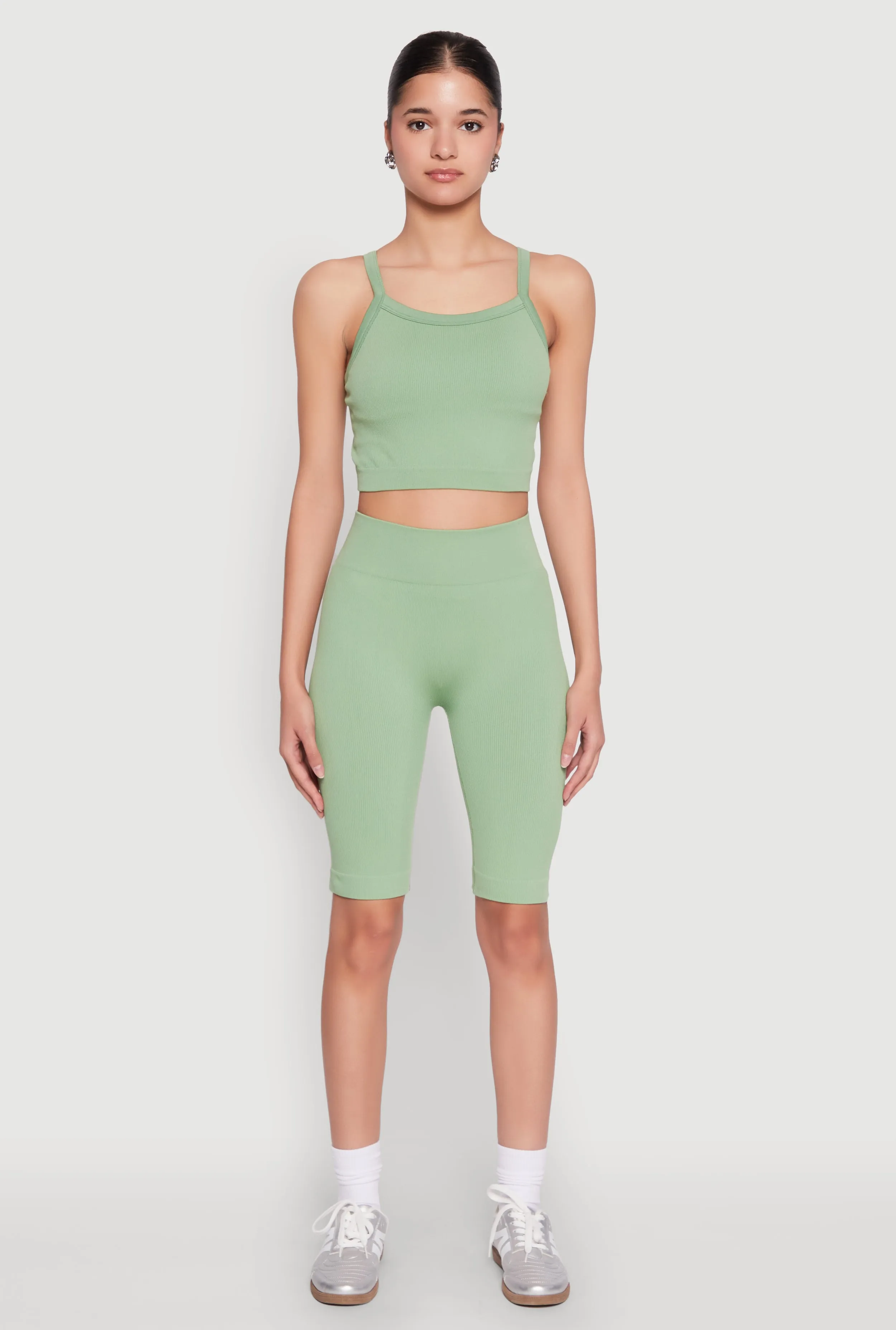 Criss Cross Caged Back Cropped Cami Breathable Mesh Panels