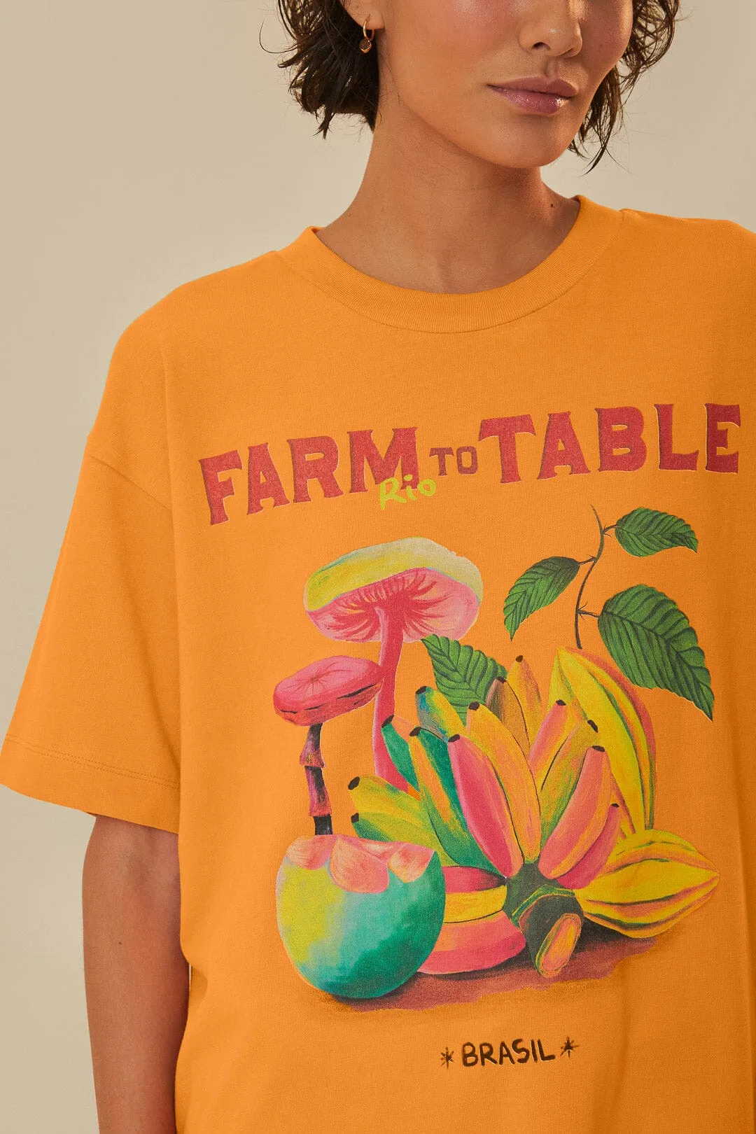 Orange Farm Rio To Table Organic Cotton T-Shirt TaglessDesign