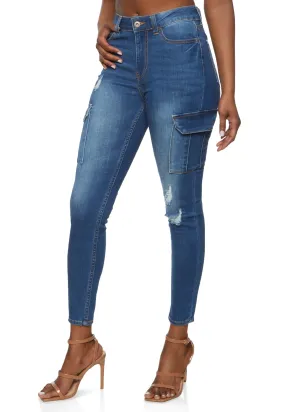 Smooth Texture Daily Fit WAX Cargo Pocket Skinny Jeans