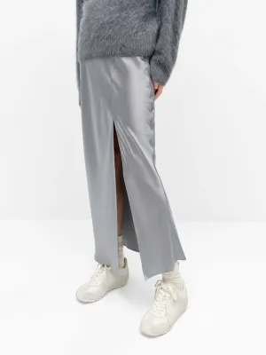 Side Slit Satin Skirt Machine washable