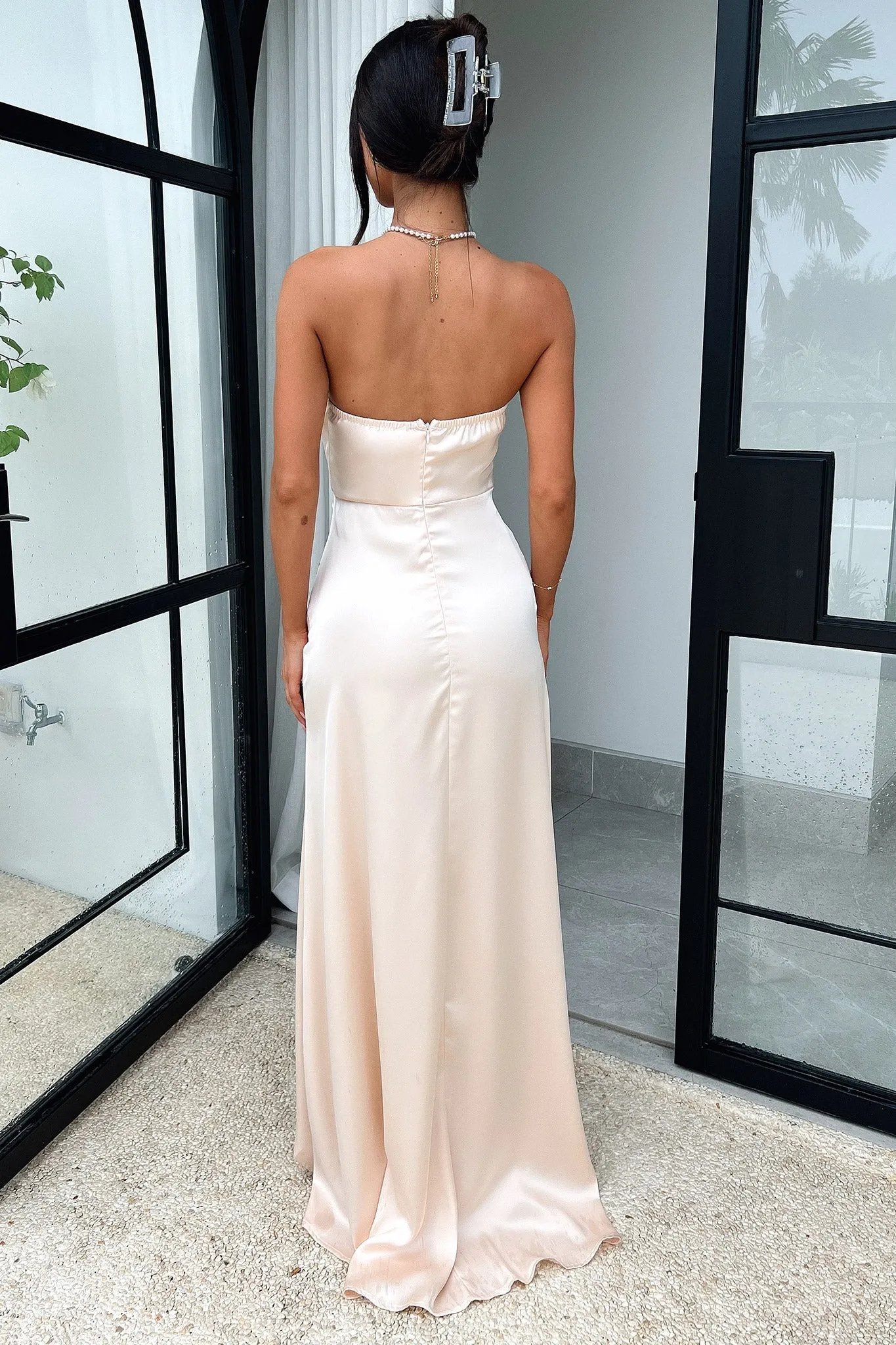 Fleur Maxi Dress - Champagne Crystal Glow