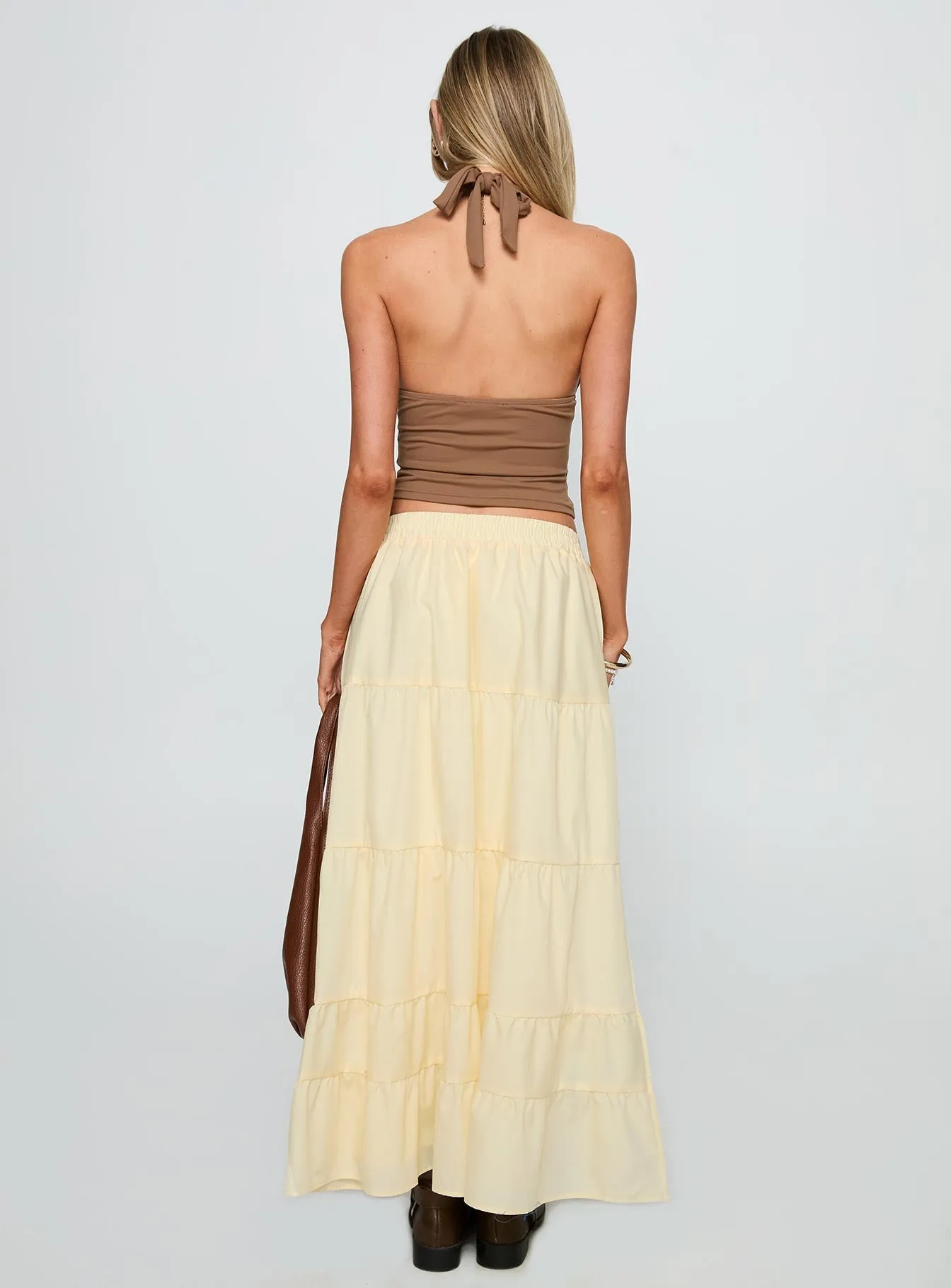 Push Button Closure Garden Party Maxi Skirt Lemon