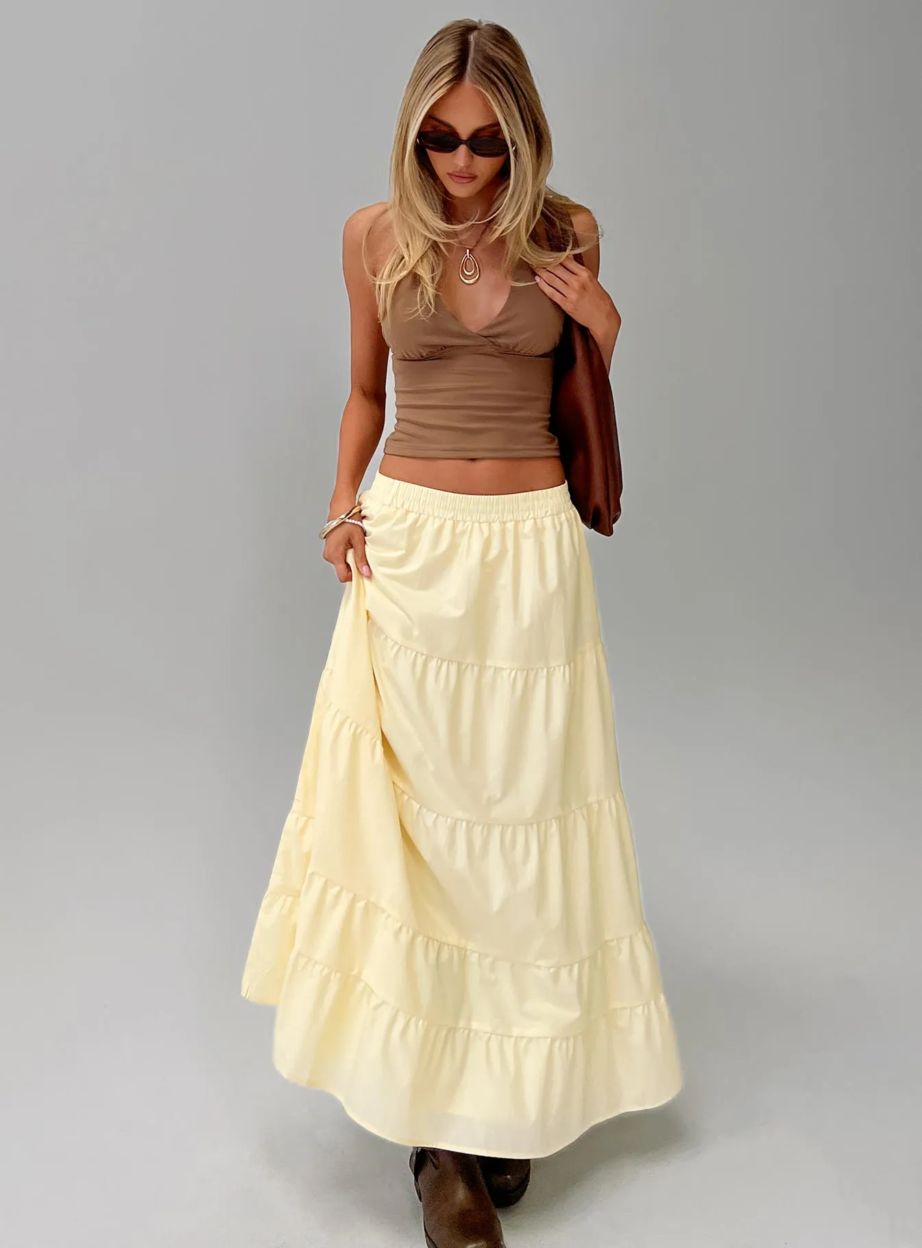 Smooth Layer Seasonal Must Have Garden Party Maxi Skirt Lemon