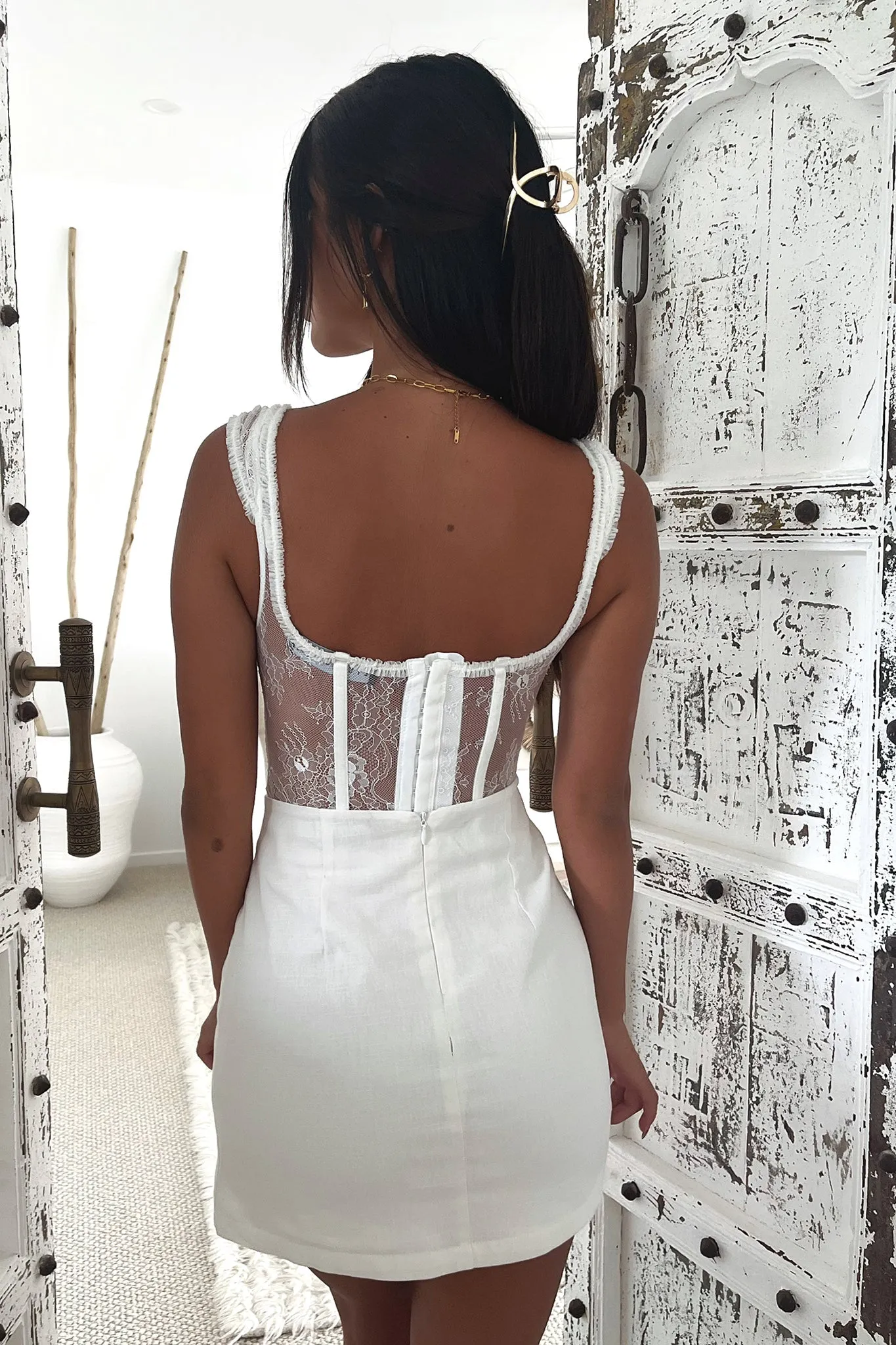 Paige Mini Skirt - White Trendy Mood