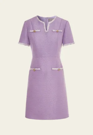 Jacquard Slit-pocket Hollow-carved Button Dress Leader Core Antibacterial lining