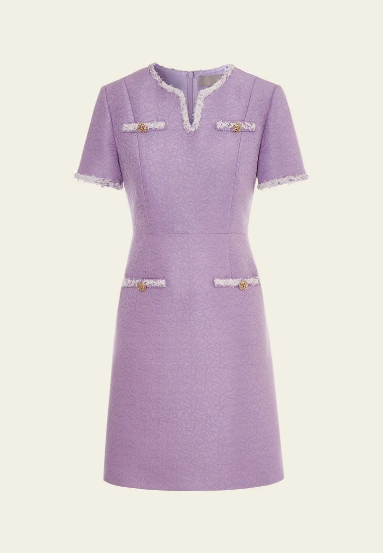 Jacquard Slit-pocket Hollow-carved Button Dress Leader Core Antibacterial lining