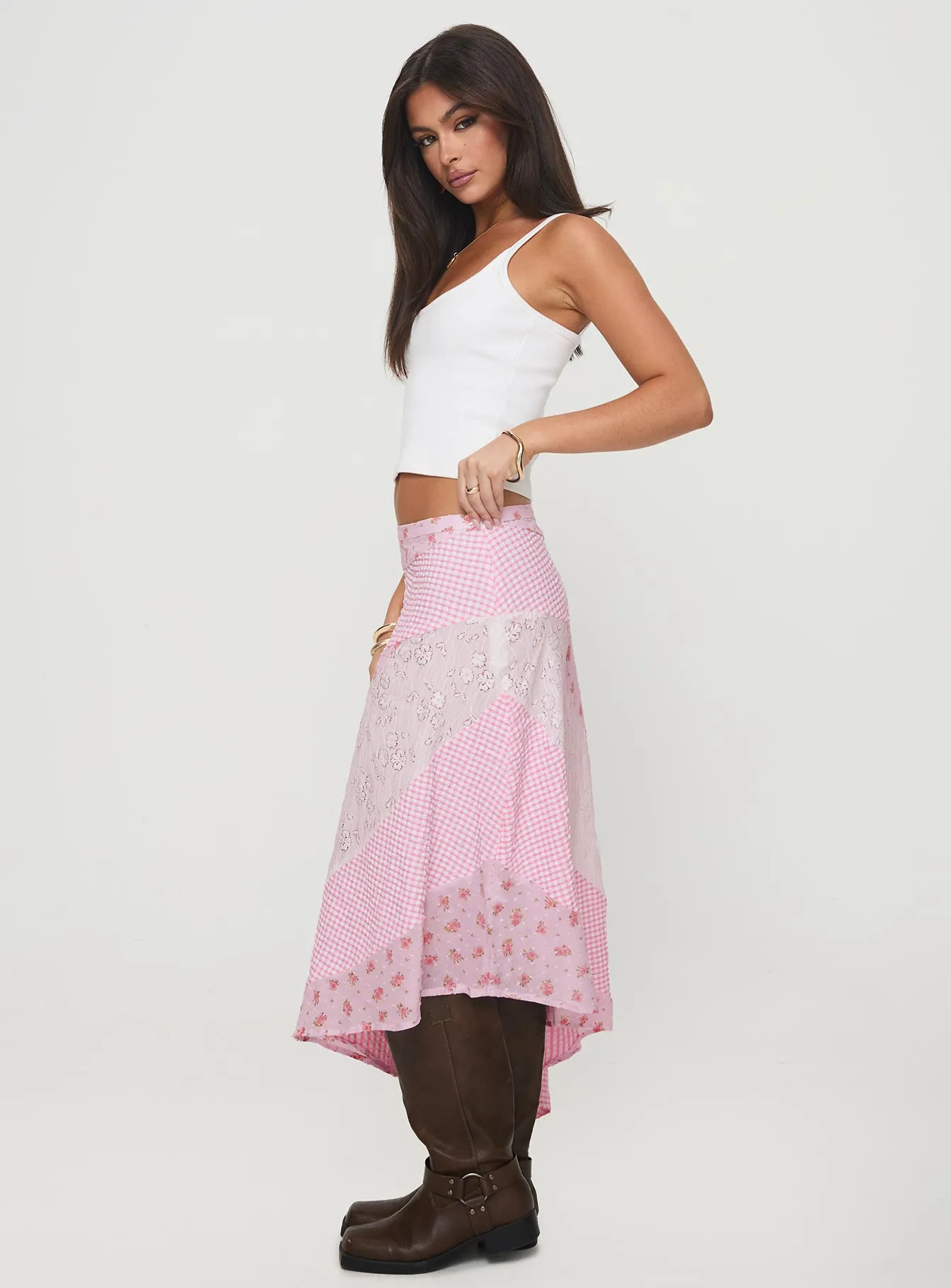 Double Layer Lightweight Rennar Maxi Skirt Multi