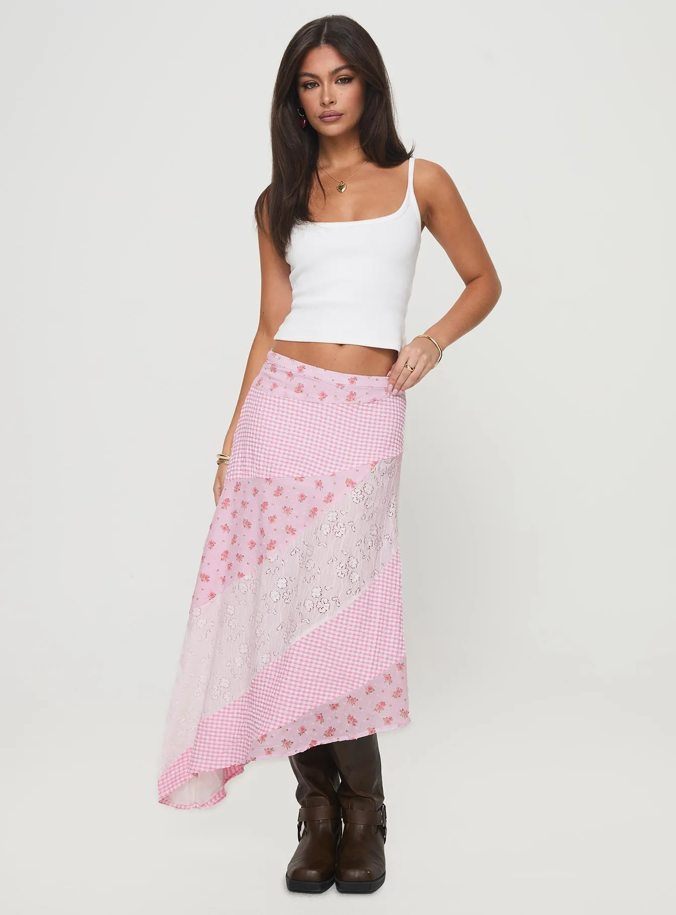 Seamless Design Layered Structure Rennar Maxi Skirt Multi