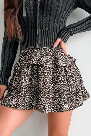 Wildly Unexpected Leopard Print Ruffle Skirt (Mocha Mix) Wardrobe Hero