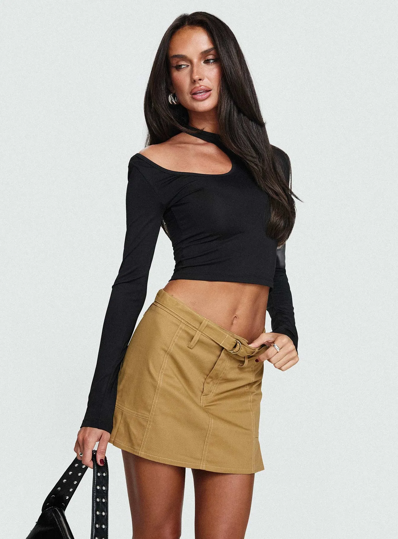 Refined Finish Rojas Mini Skirt Camel