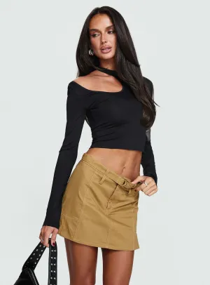 Refined Finish Rojas Mini Skirt Camel