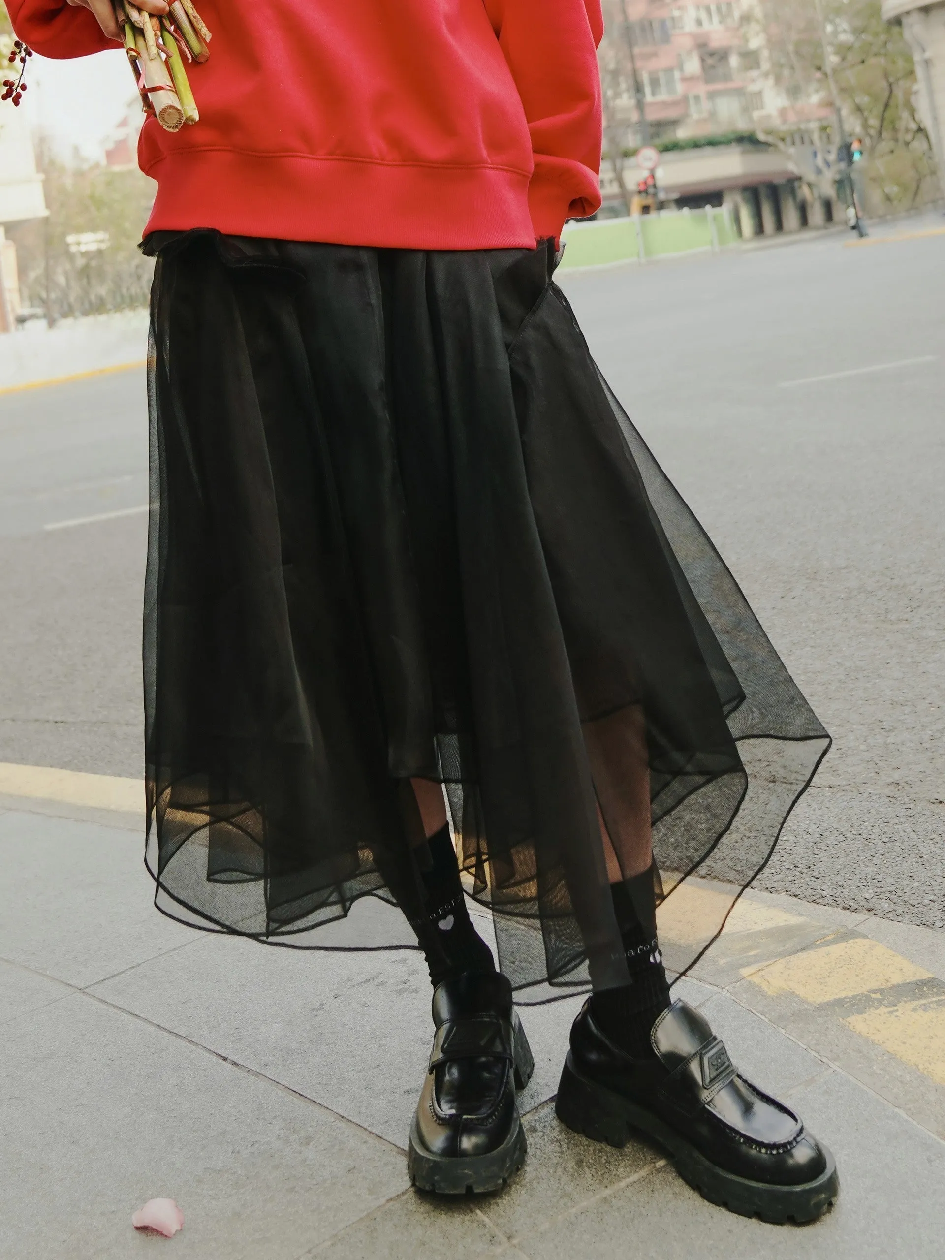 Asymmetric Pleated Silk Skirt Budget Friendly Office Appropriate