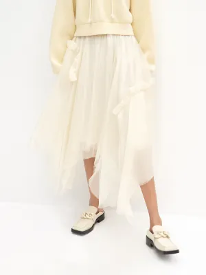 Laid Back Look Lined interior Asymmetric Pleated Silk Skirt