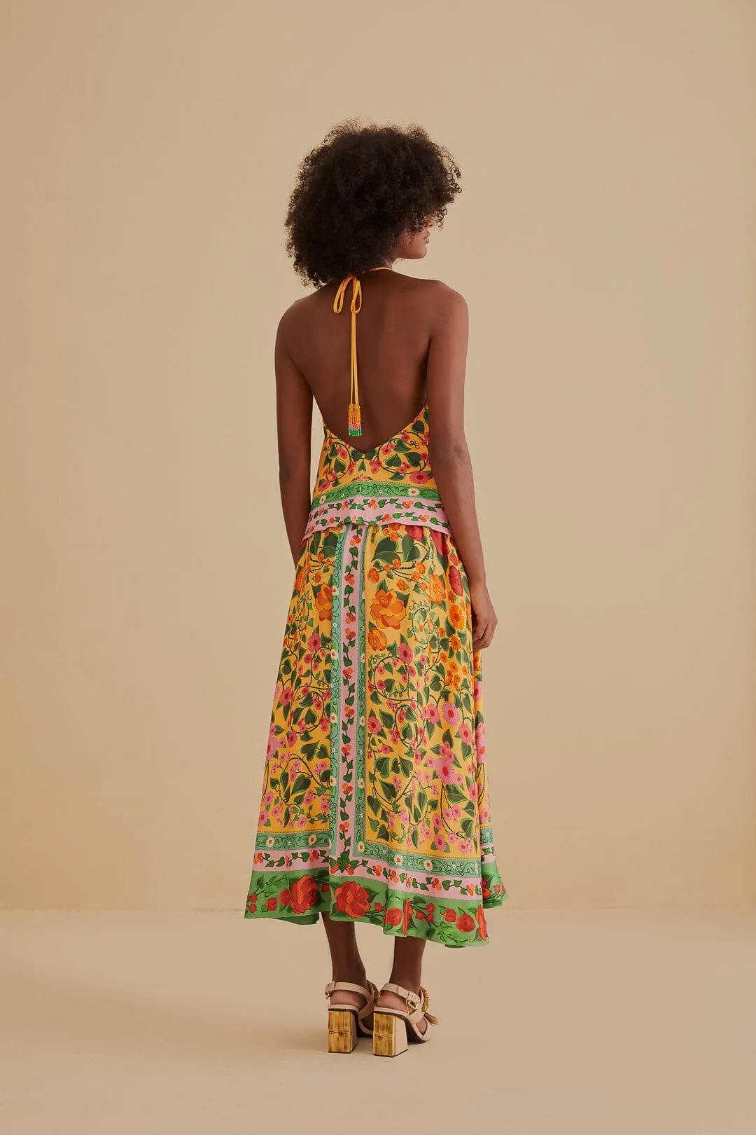 Photography Session Easy Motion Light Yellow Heart Ivy Midi Skirt