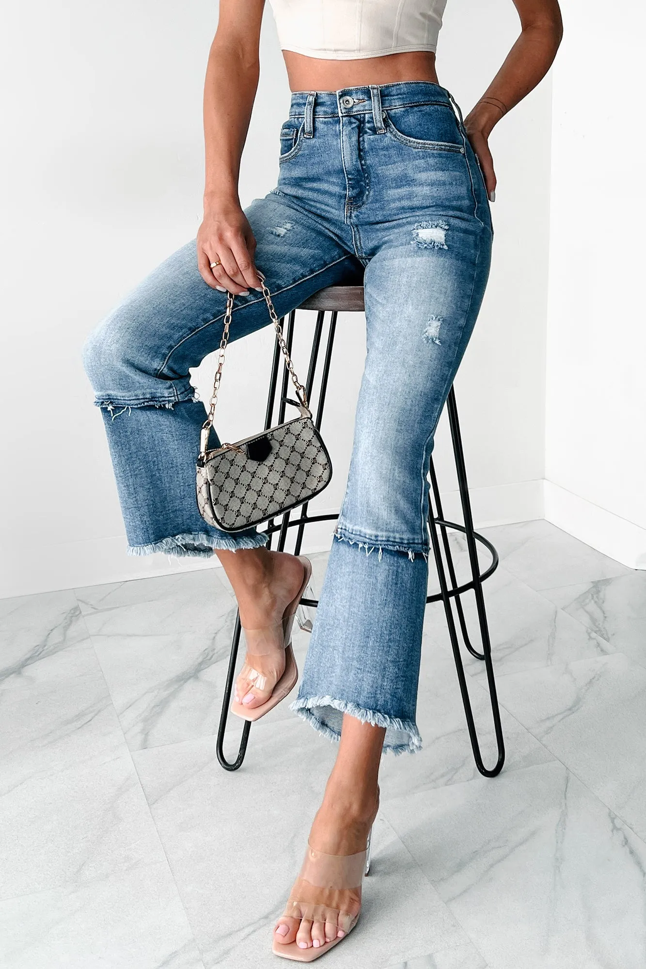 Lennon High Rise Tummy Control Kick Flare Special A Jeans (Dark) LowProfile Zipper Durable Reinforced Shoulders