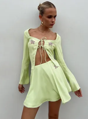 Saleya Mini Skirt Green Linen Cotton Mix Bold Cut