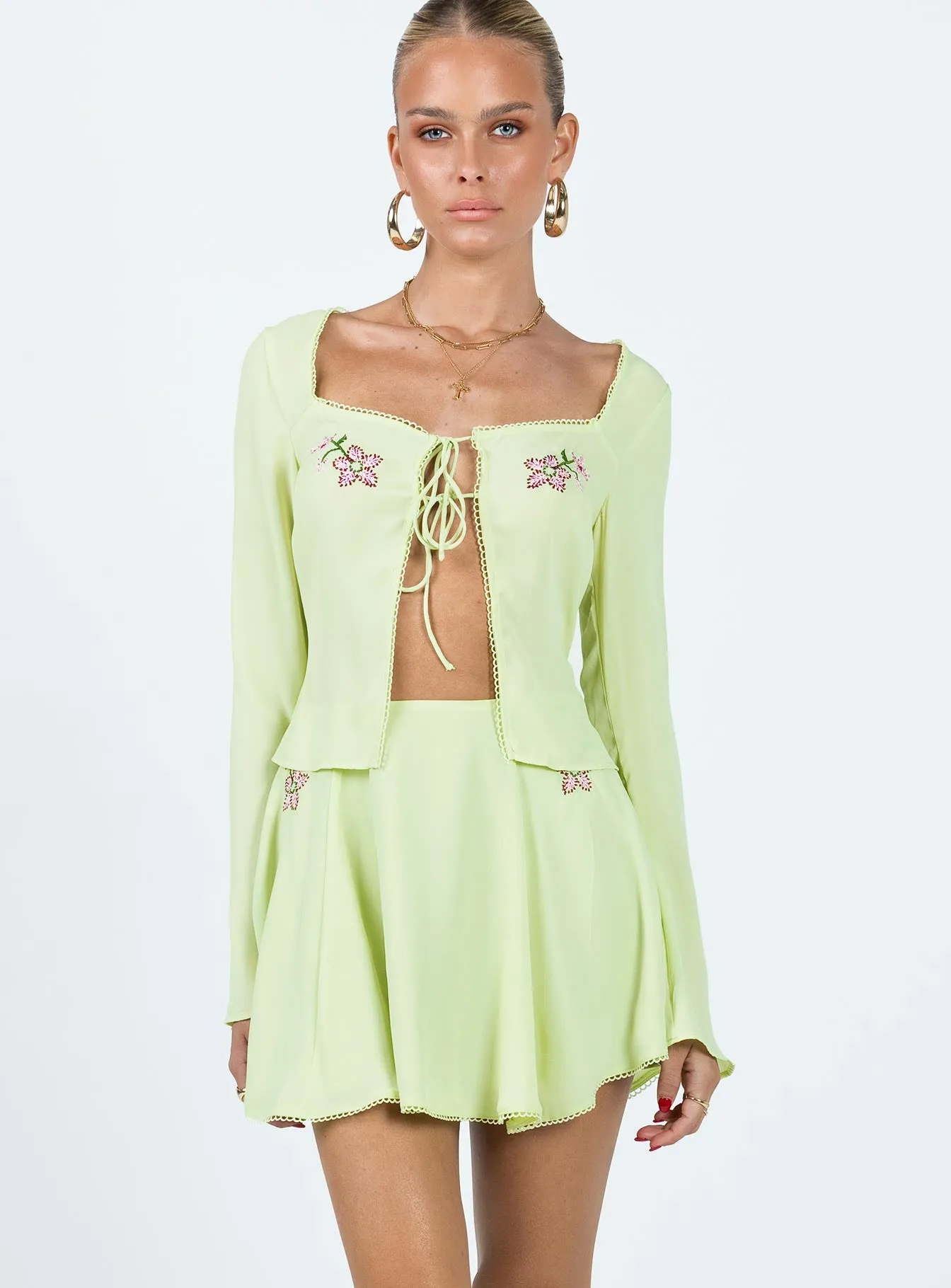 Elasticized Cuff Saleya Mini Skirt Green