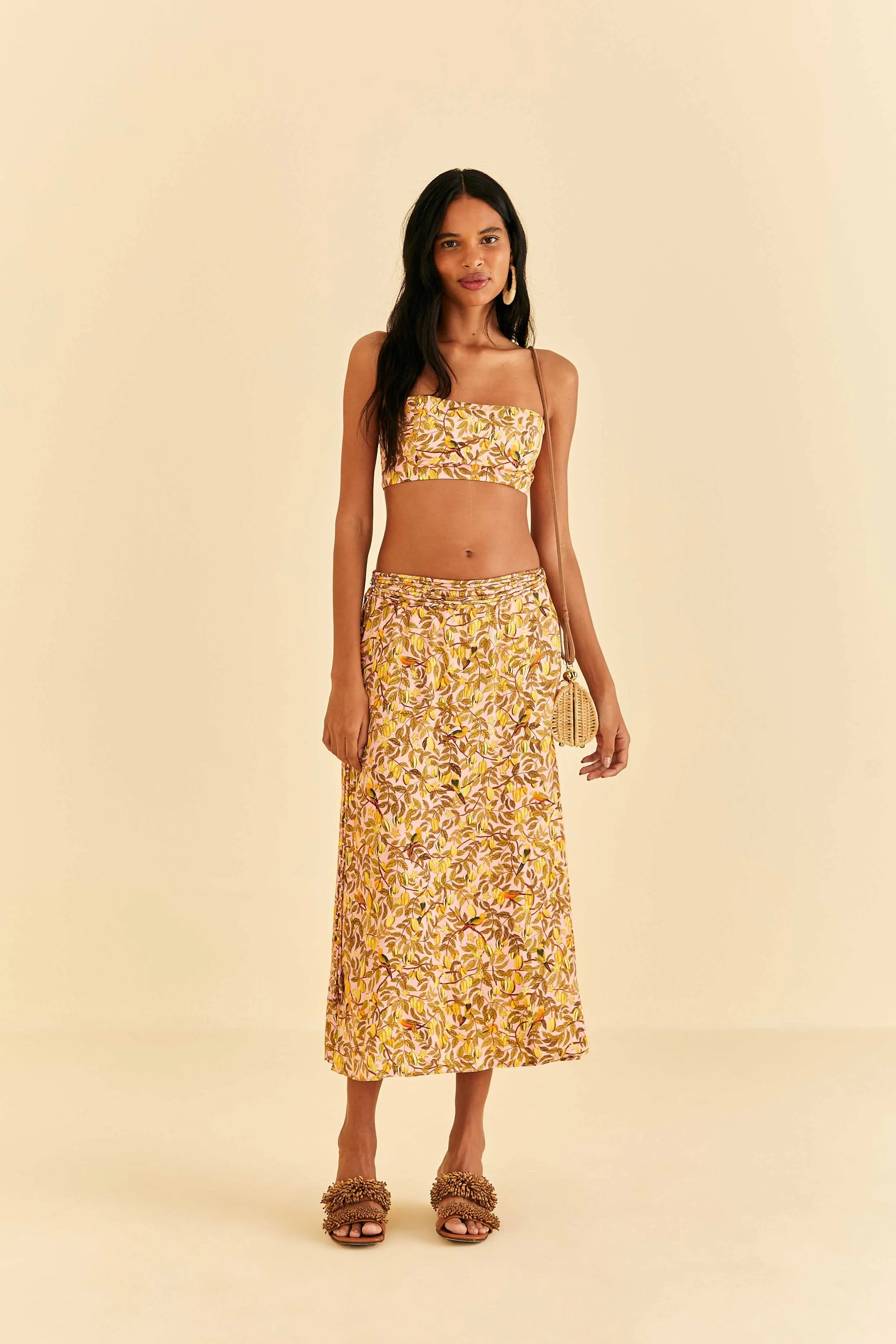Heritage Craft Light Pink Star Fruit Midi Skirt