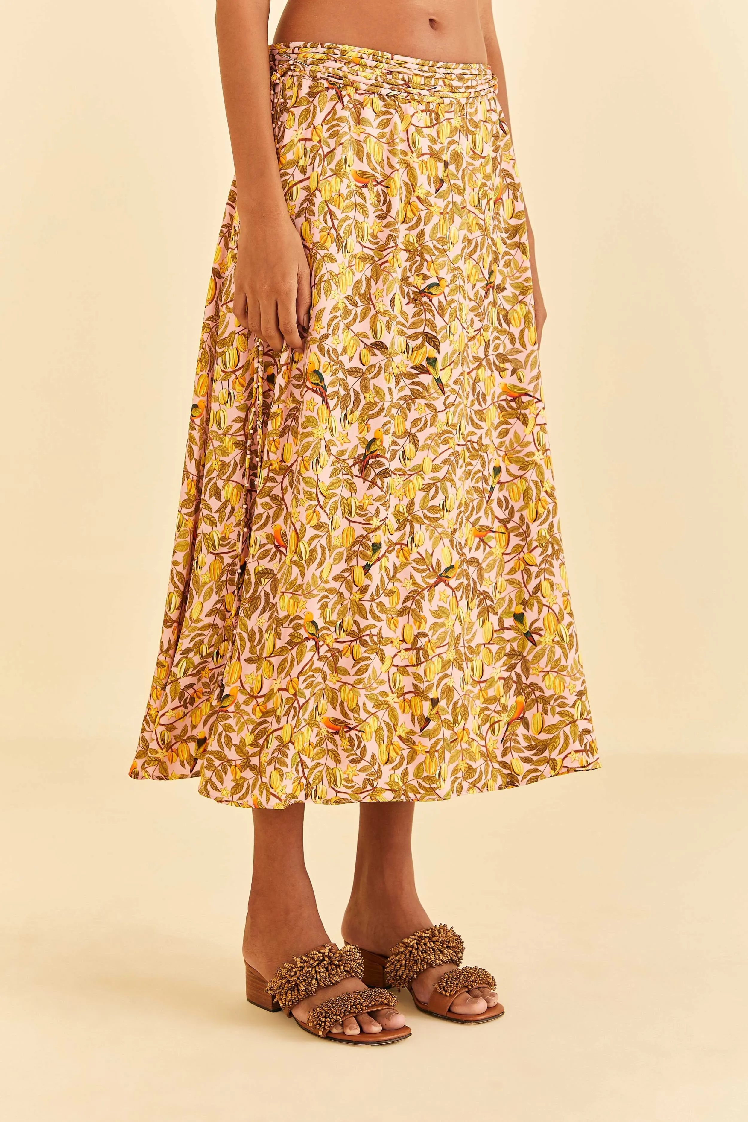 Light Pink Star Fruit Midi Skirt Casual Moments All Day