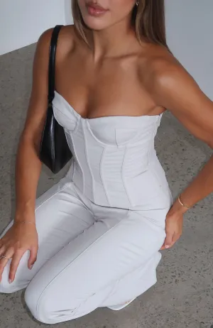 Ribbed Hem Finish Next Chapter Strapless Bustier Bone