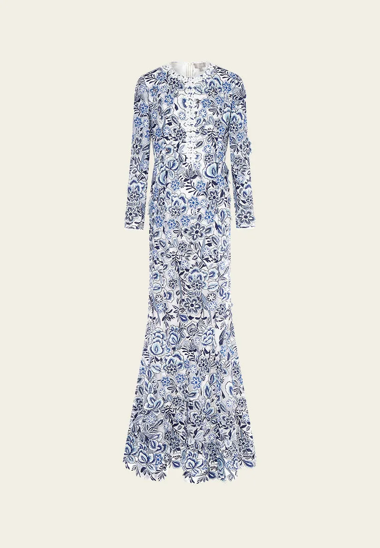 Office Glam Crystal-detail 3D Flower Lace Dress