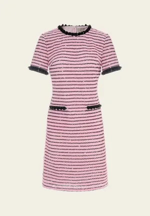 Frayed-detail Sequin-detail Stripped Dress AdjustableHemline Hero Tale