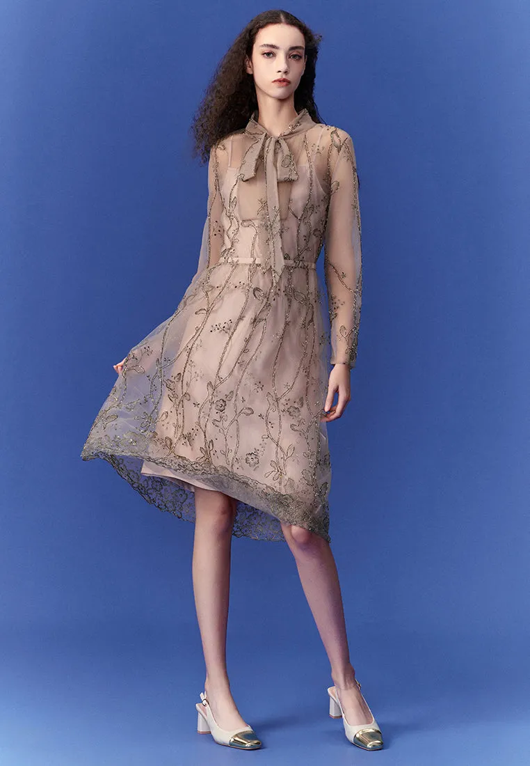 Caramel Mesh Dress Glam Night Easy Wash