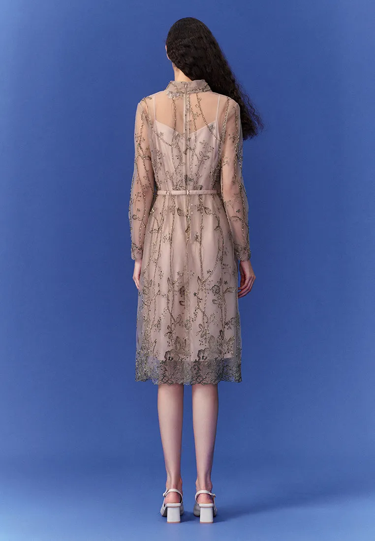 Caramel Mesh Dress Creative Glow WaterRepellentCoating