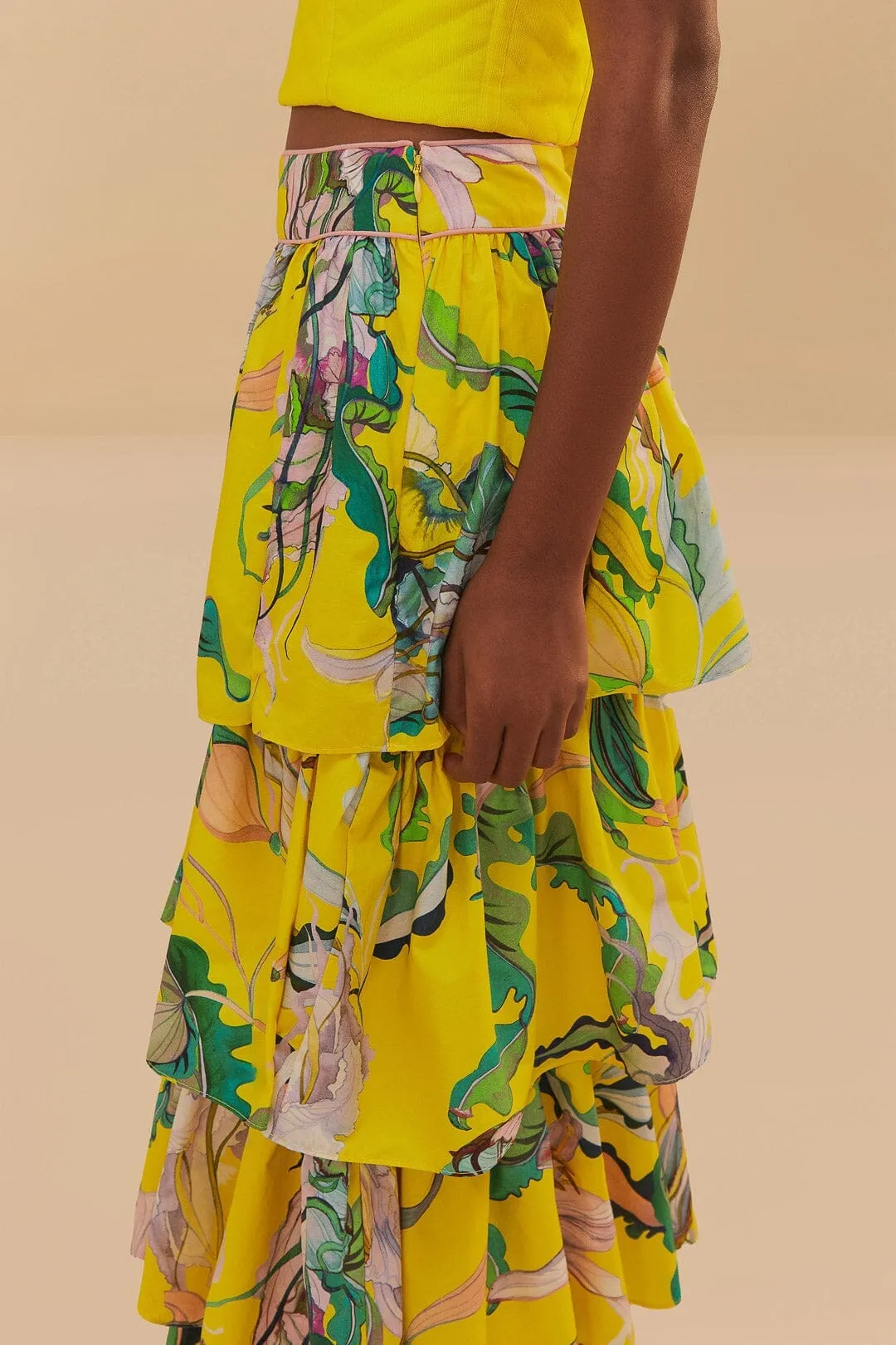 Yellow Jellyfish Bouquet Maxi Skirt Chill Wear
