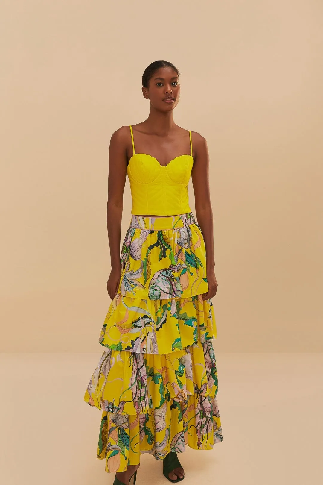 Handmade Item Water resistant coating Yellow Jellyfish Bouquet Maxi Skirt
