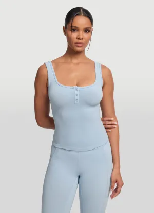 Button Front Tank Top Enhanced Airflow