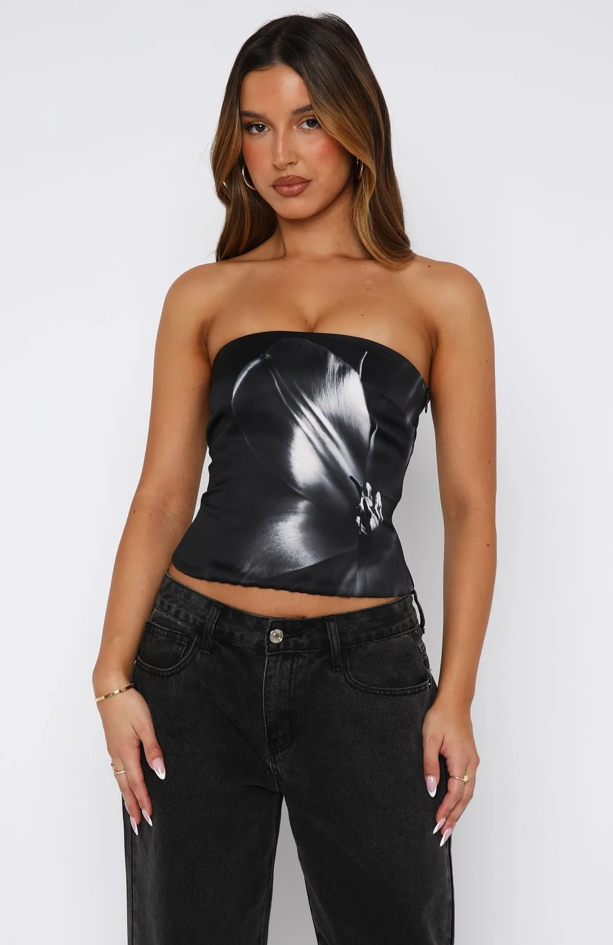 I'll Be Alright Strapless Bustier Midnight Twist FlexibleKnit Garment Washed Softness