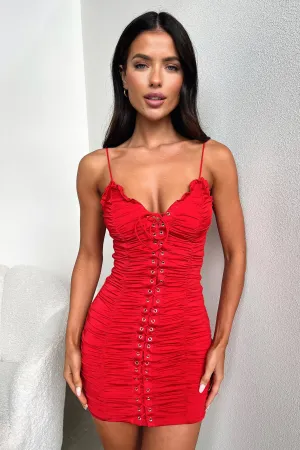 Stretchable Fit Antimicrobial Coating Elena Dress - Red