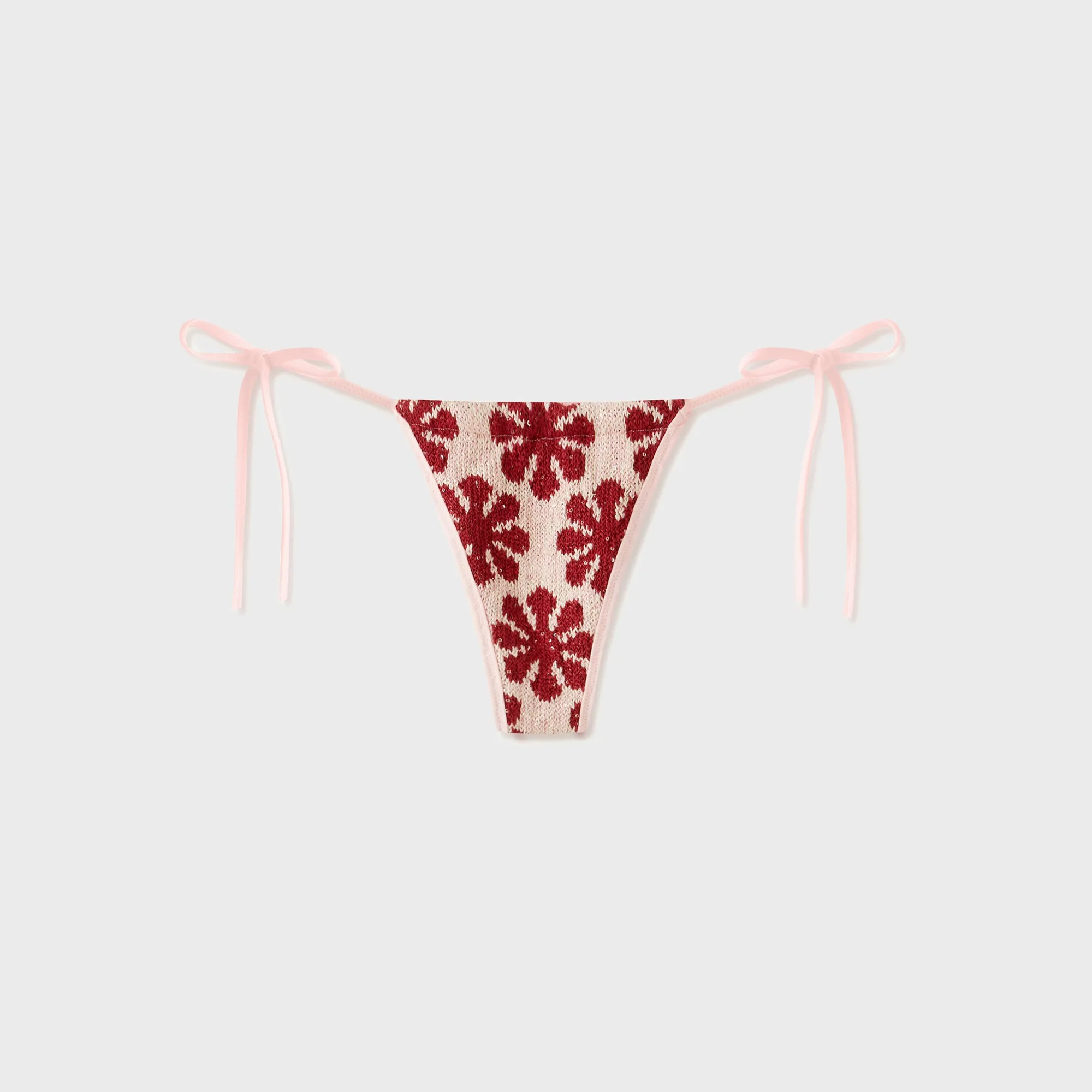 Asta Resort Lio Jacquard Bikini Bottom - Pink Delilah Flat Lock Stitching