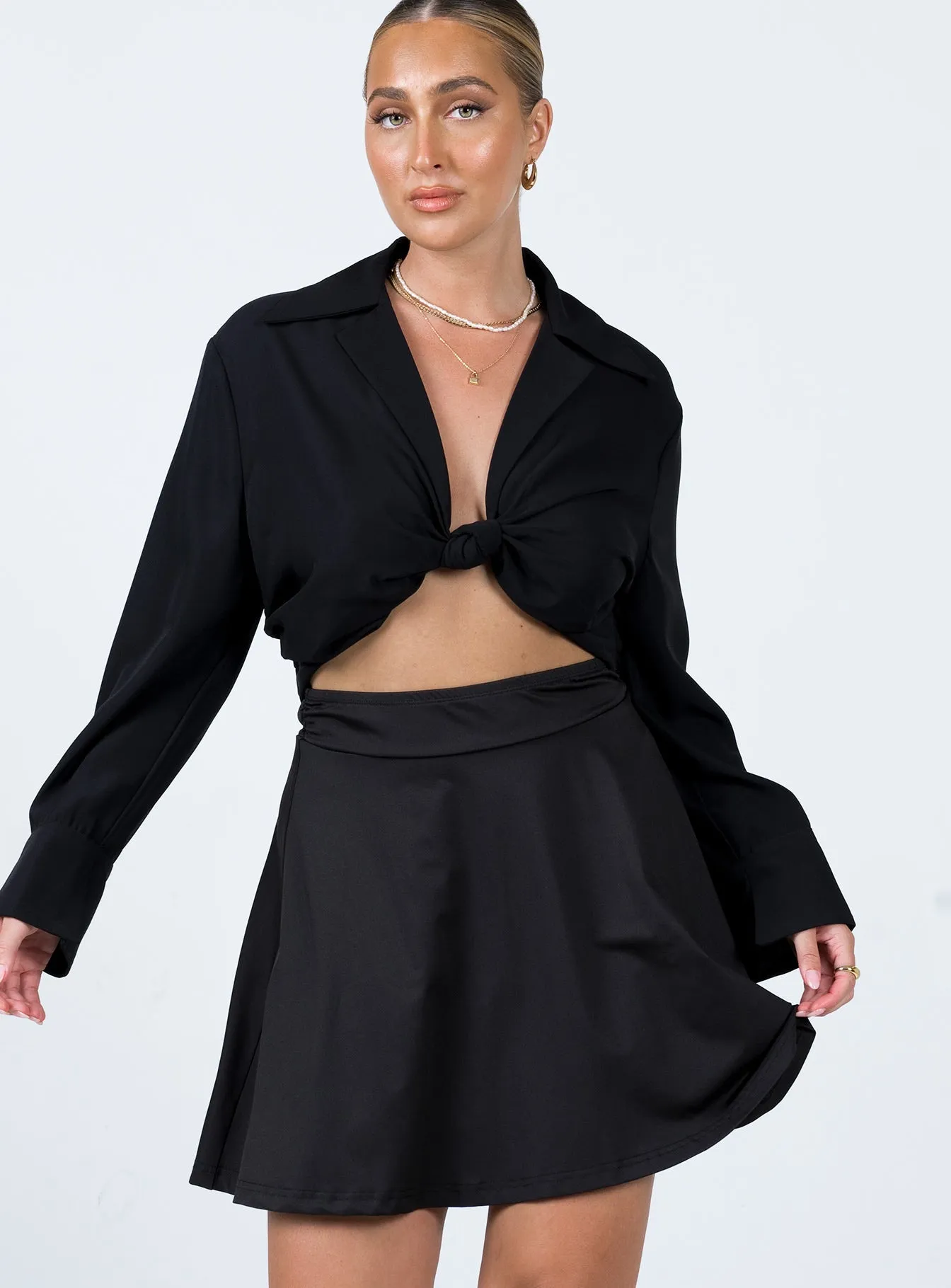 Laidback Style Em Mini Skirt Black