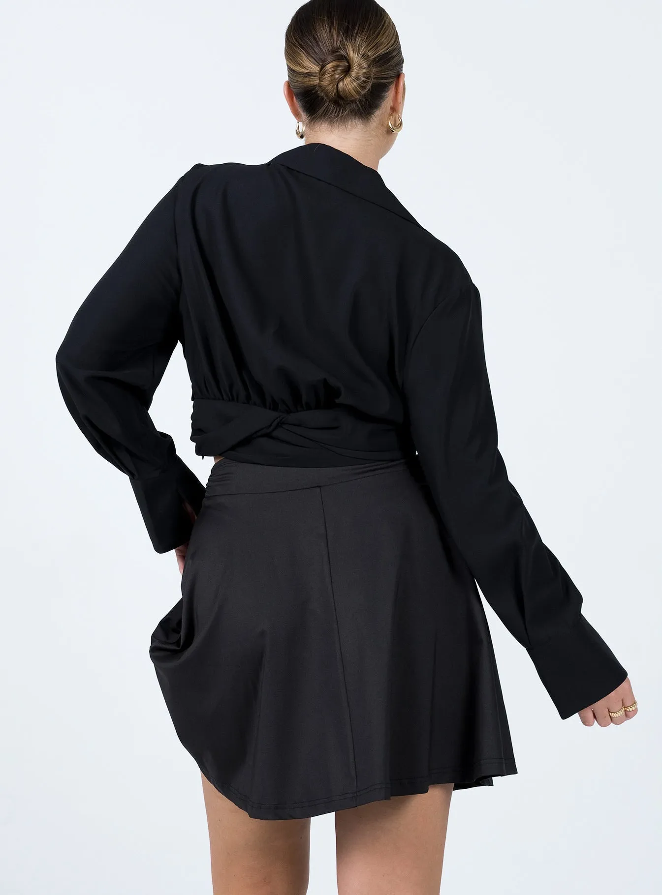 Summer Picnic Em Mini Skirt Black
