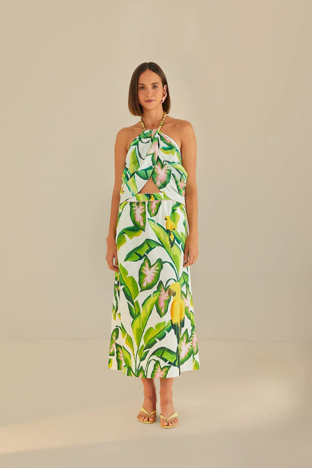 On-The-Go Outfit Off-White Summer Foliage Skirt