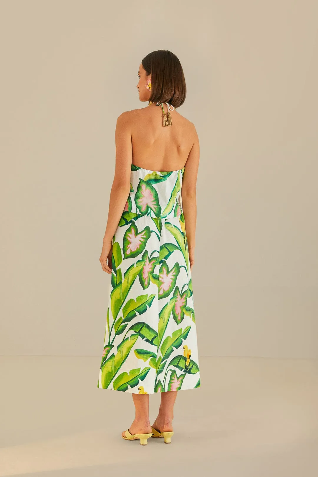Off-White Summer Foliage Skirt Gather Details Department Store Style