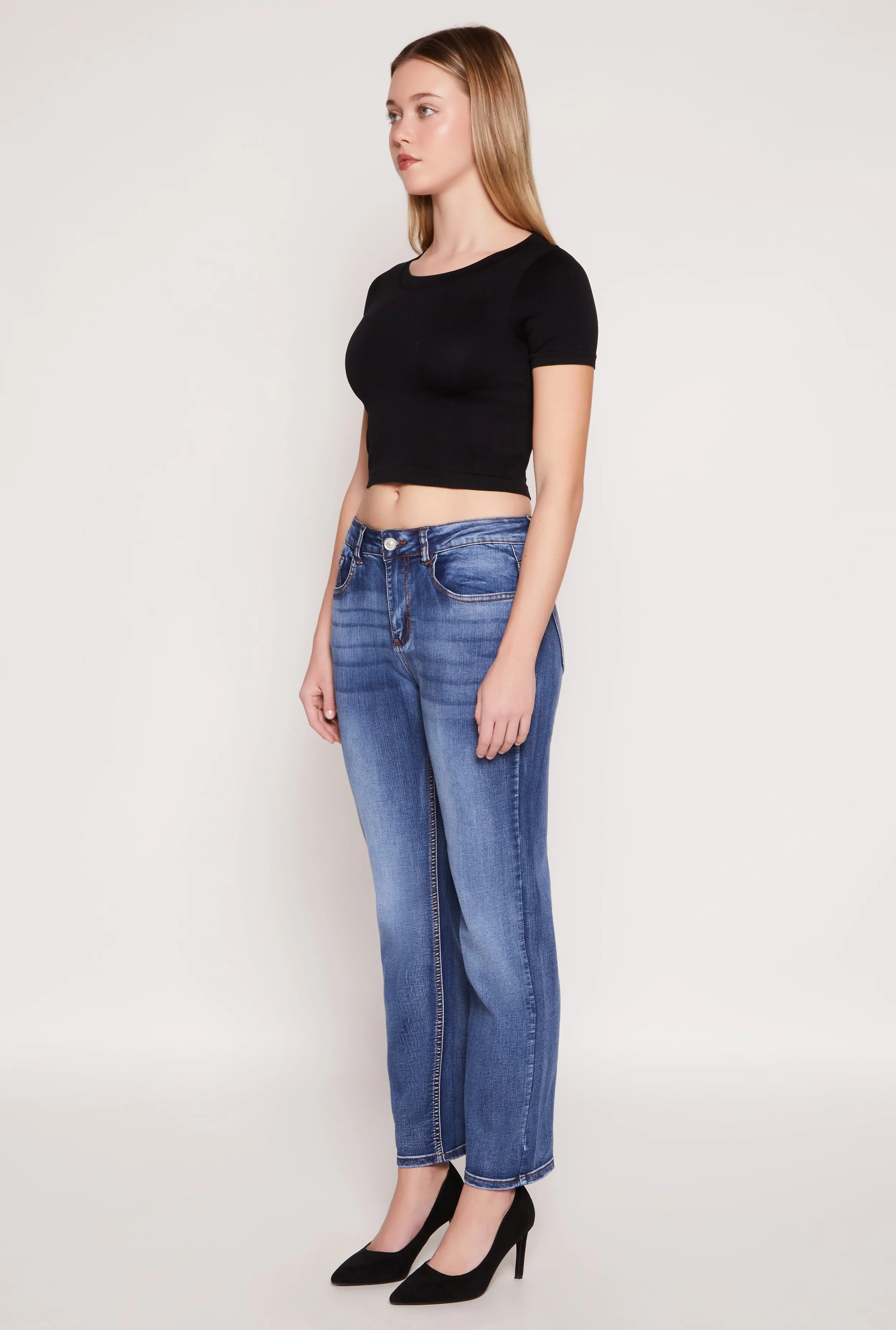WAX Straight Leg Whiskered Jeans Luxury Textured Athlete Fit Perfect Fit
