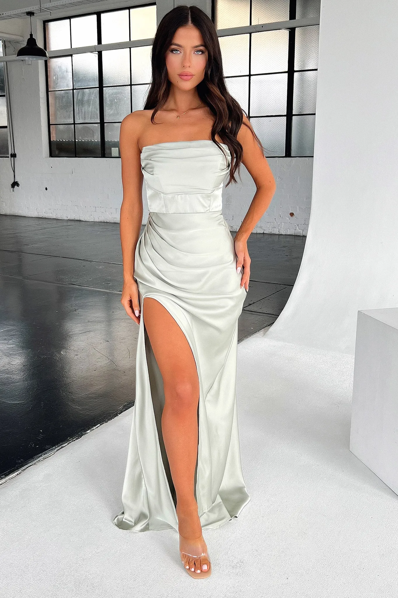 Minimal Line Ruby Shine Lola Maxi Dress - Sage