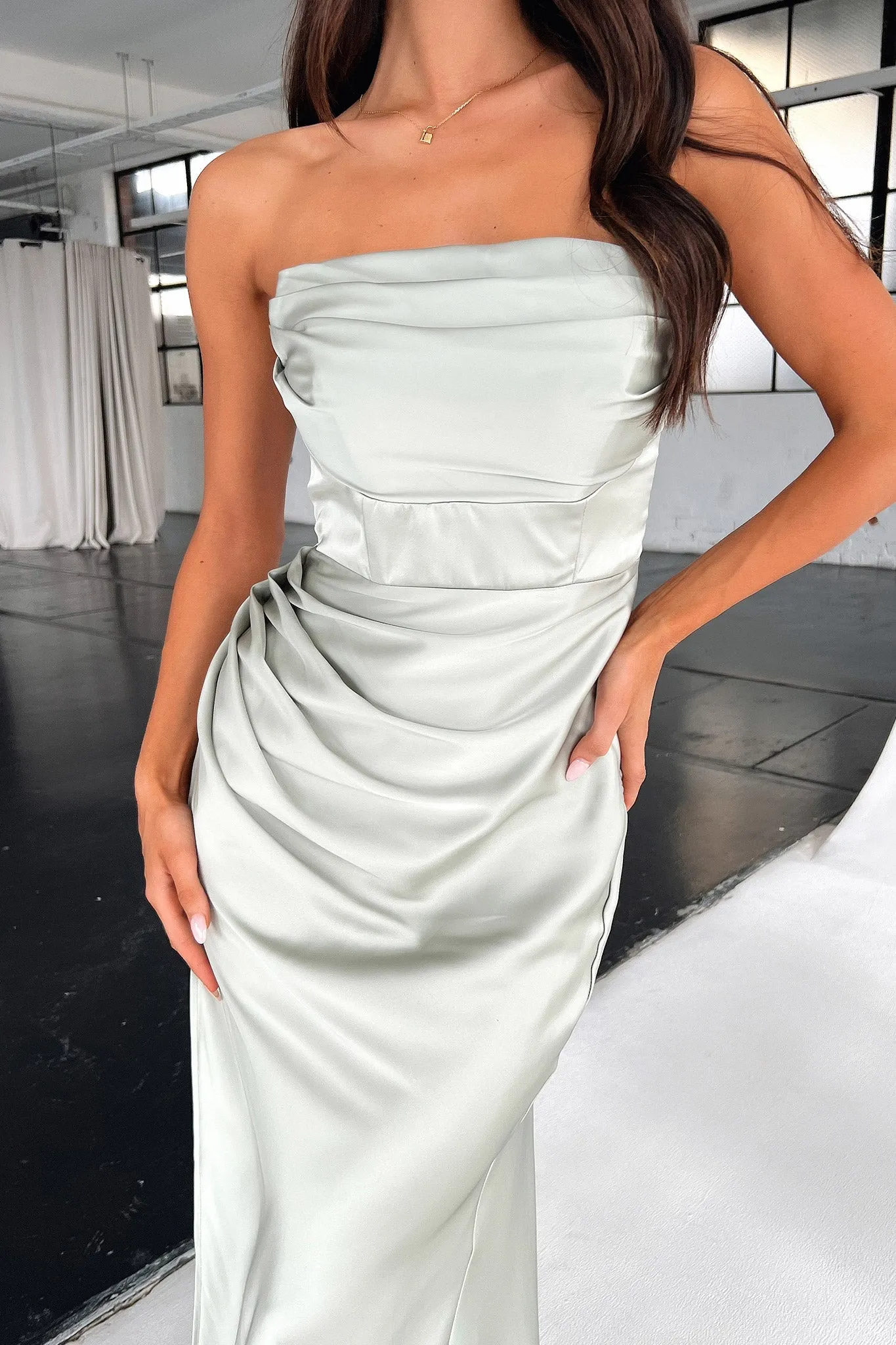 Lola Maxi Dress - Sage Silk Drape