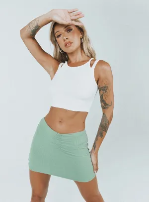 Courtney Low Waist Mini Skirt Green Vibrant Flow