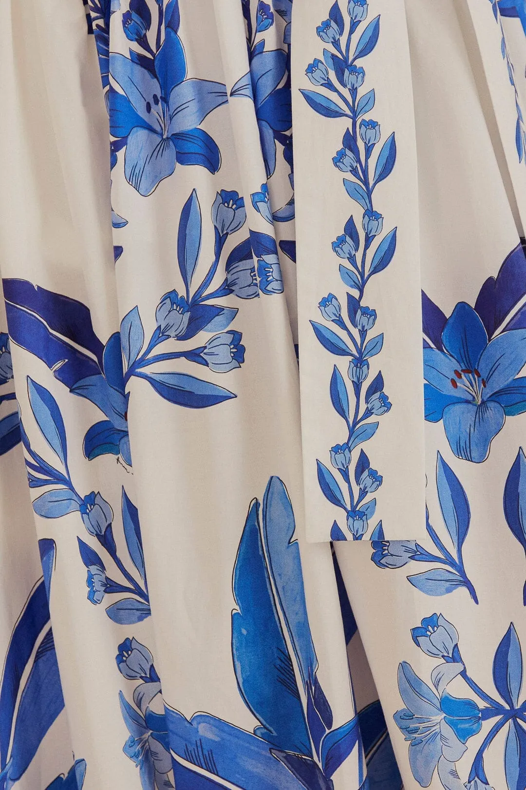 Off-White Blue Yard Organic Cotton Midi Skirt Relaxed Feel Neat Fit