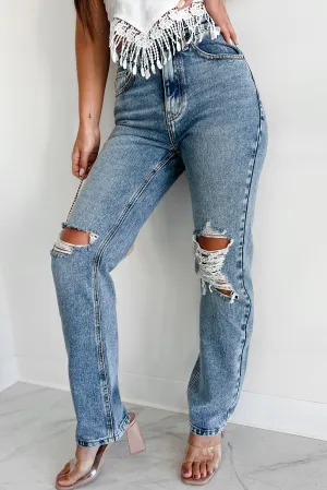 Daily Favorite Orson High Rise Distressed Straight Leg Dogma Jeans (Medium Wash)