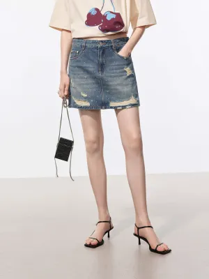Ripped Detail Mini Skirt Streetwear Look All Day Look