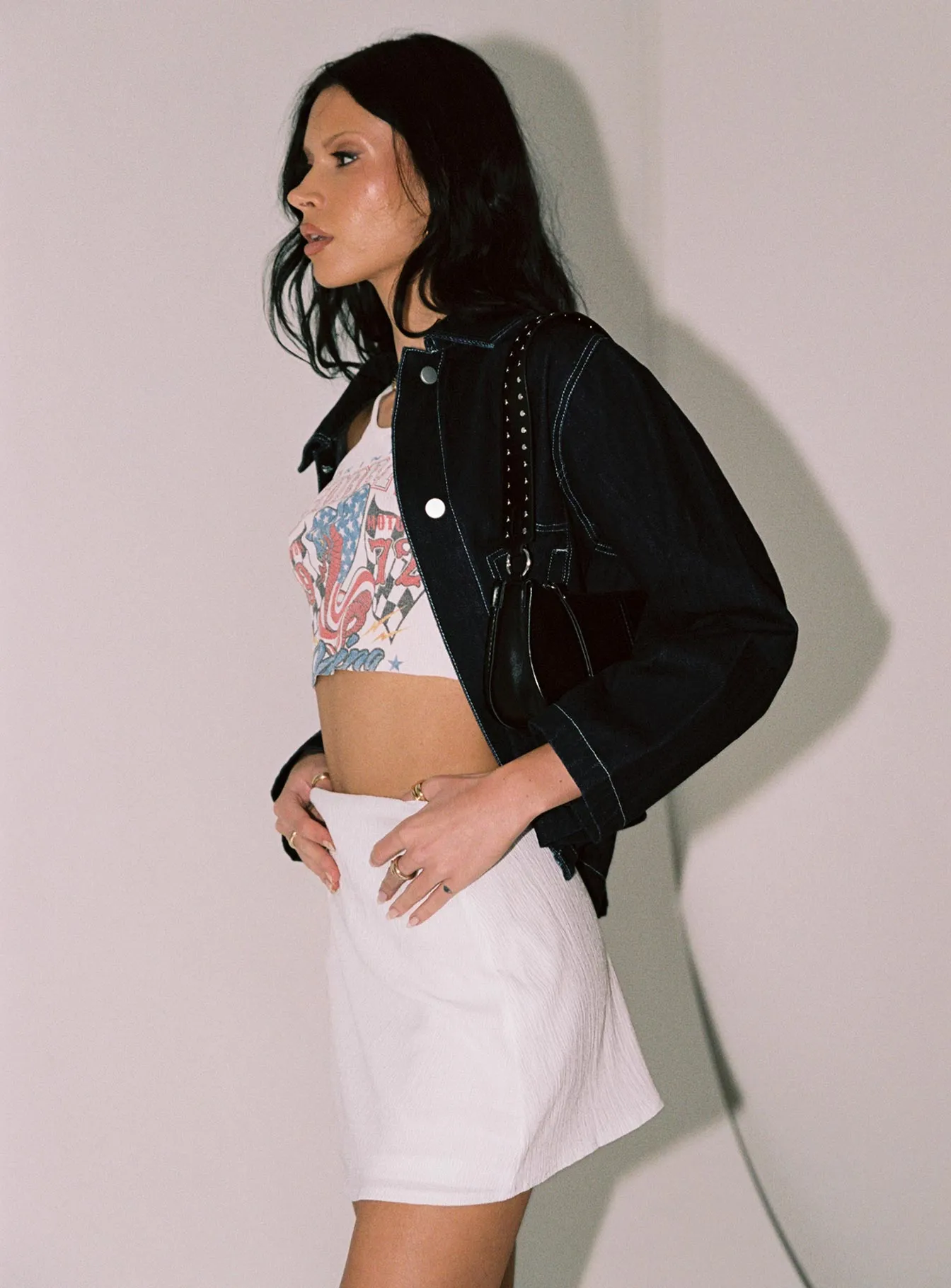 Edgy Look Buddy Mini Skirt White