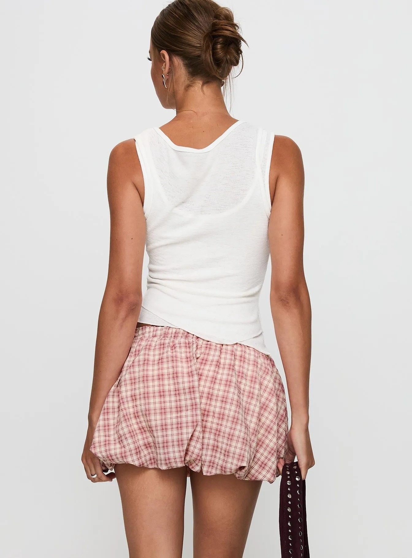 Synthetic Blend Cydnee Bubble Hem Mini Skort Red Multi