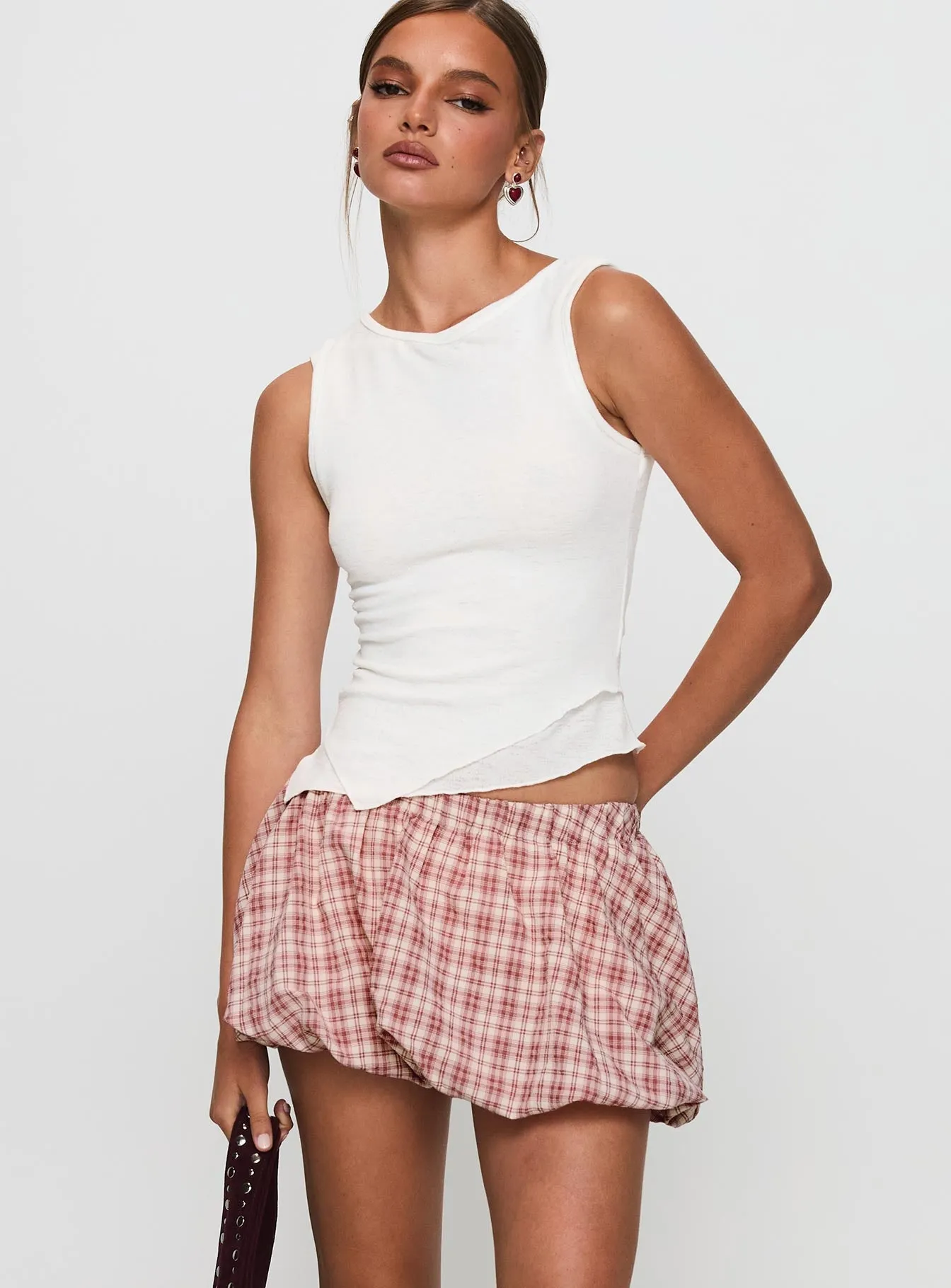 Cydnee Bubble Hem Mini Skort Red Multi Comfy Wear Fashion Collab